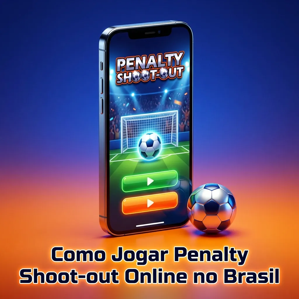 Brazilian player taking a penalty kick in online casino game Penalty Shoot-out with Pix payment option displayed