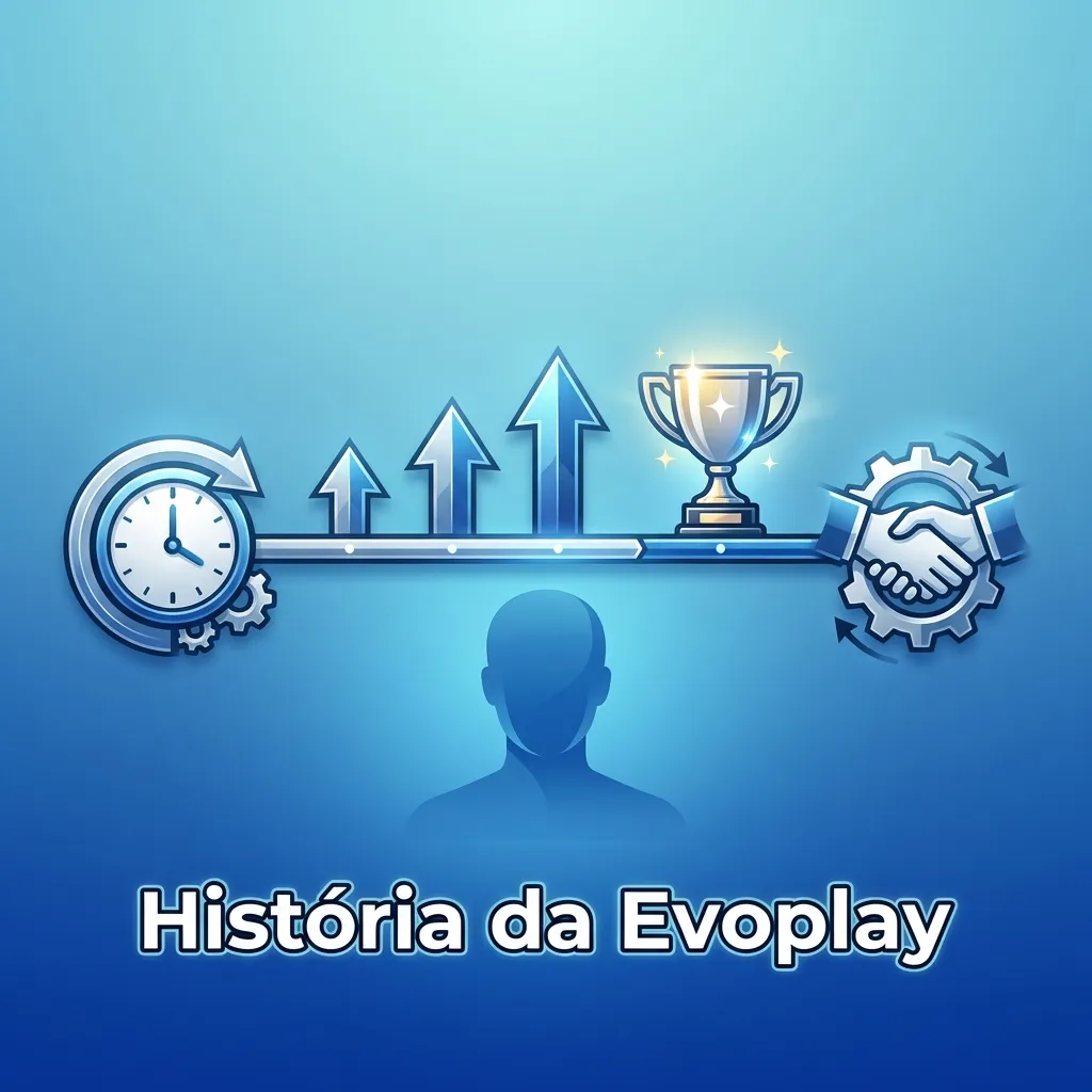 Evoplay logo and timeline showing company evolution from 2003 software development to global iGaming provider in 100+ countries