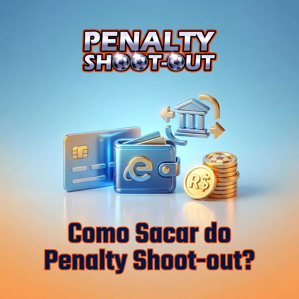Interface de saque do jogo Penalty Shoot-out mostrando opções de retirada de ganhos e verificação de conta