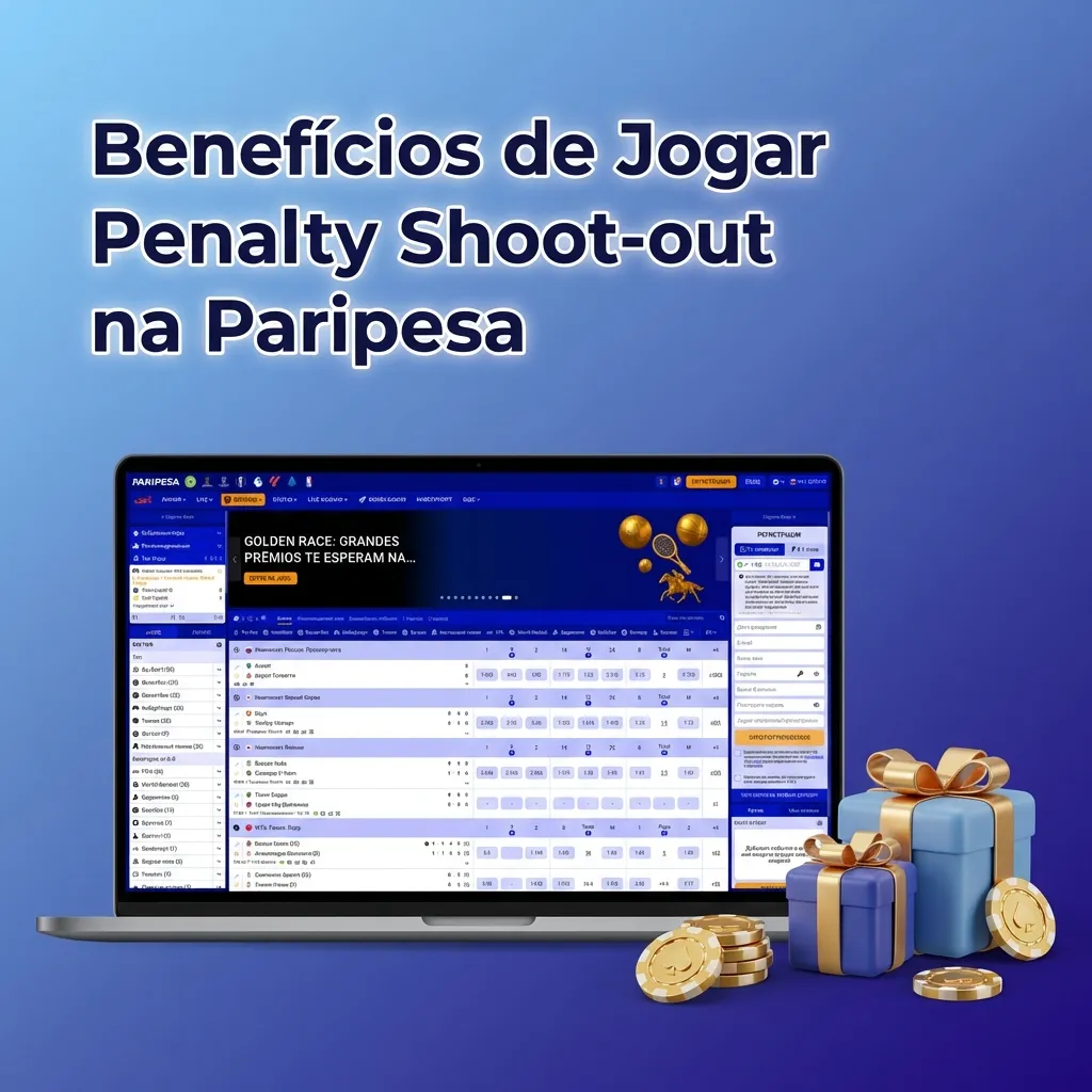 Paripesa gaming platform showing Penalty Shoot-out features: 24/7 support, 96% RTP, PIX deposits, mobile app, and demo mode