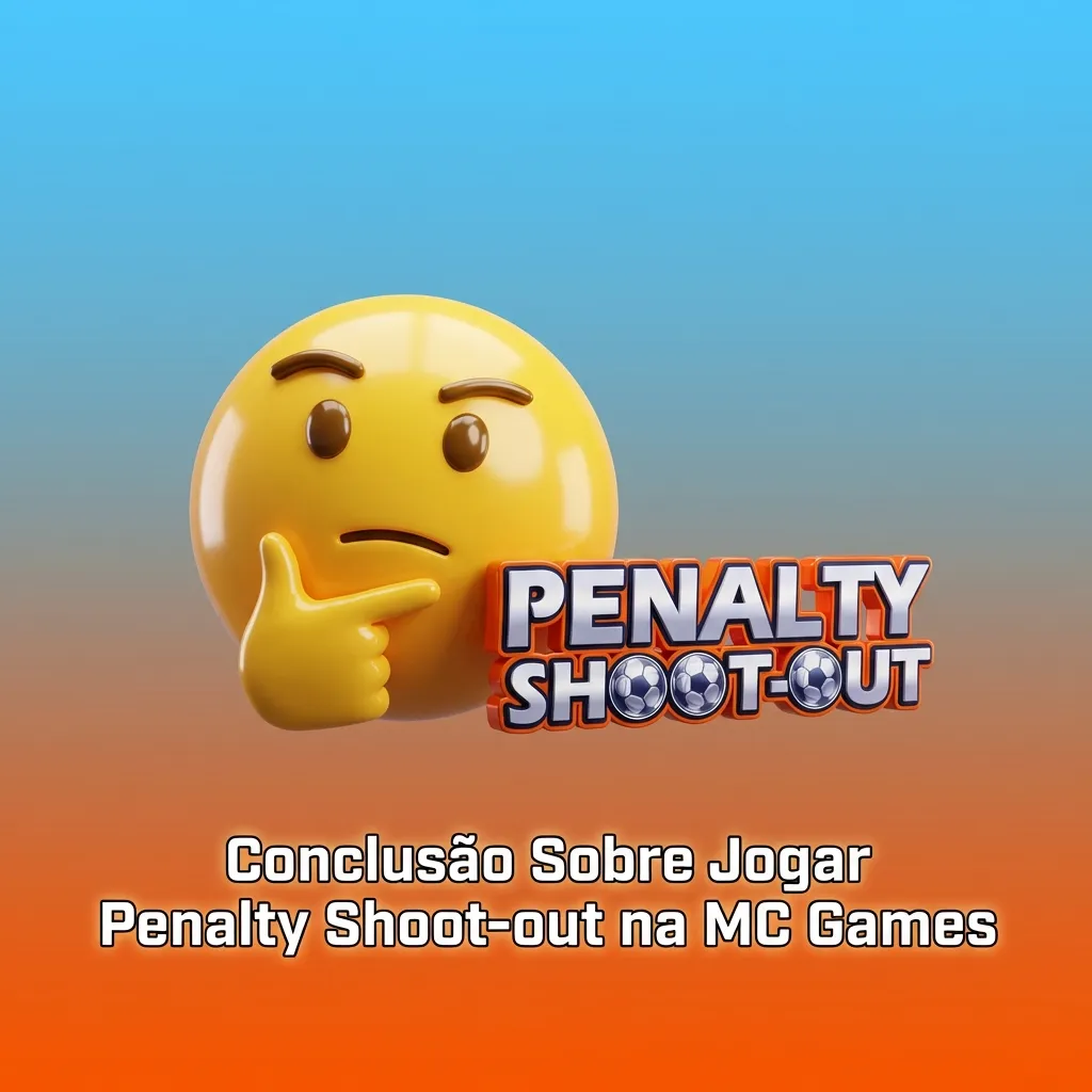 Jogador celebrando vitória no jogo Penalty Shoot-out na plataforma MC Games com interface em português