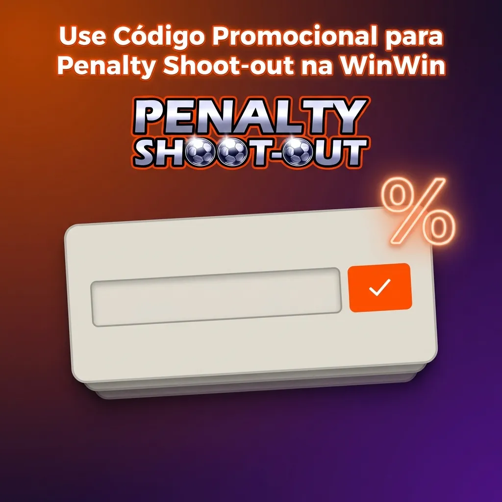 Promotional code PENALTY100 displayed for WinWin casino bonus on Penalty Shoot-out game offering 100% deposit match